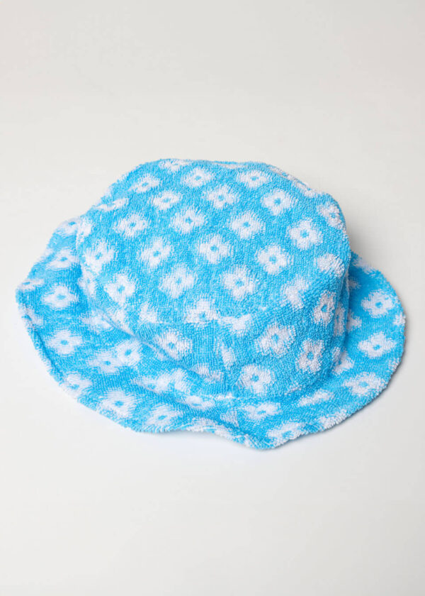 Bucket Hat Flowers Blue & White