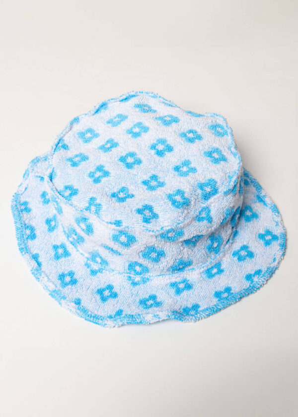 Bucket Hat Flowers Blue & White - Image 2