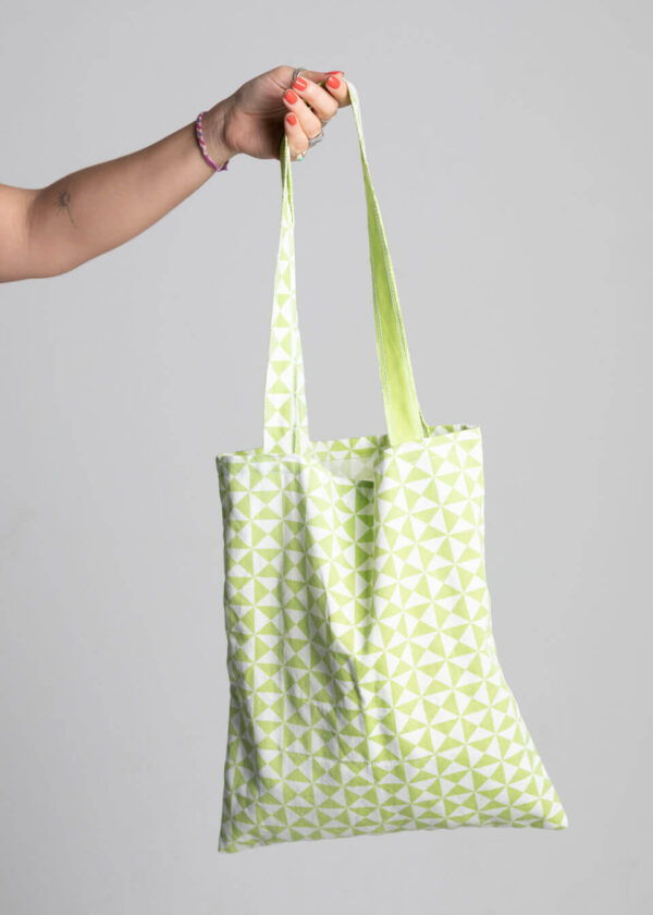 Tote Bag Karo Green & White