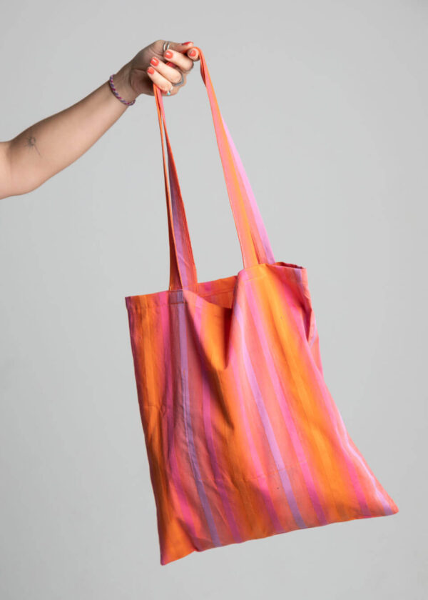 Tote Bag Stripes Orange & Pink