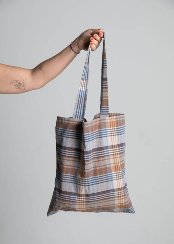 Tote Bag Karo Brown & Blue