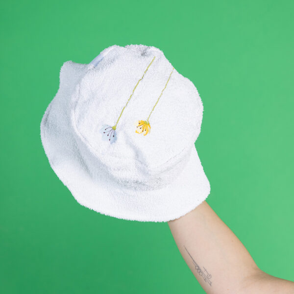 Bucket Hat White Flowers